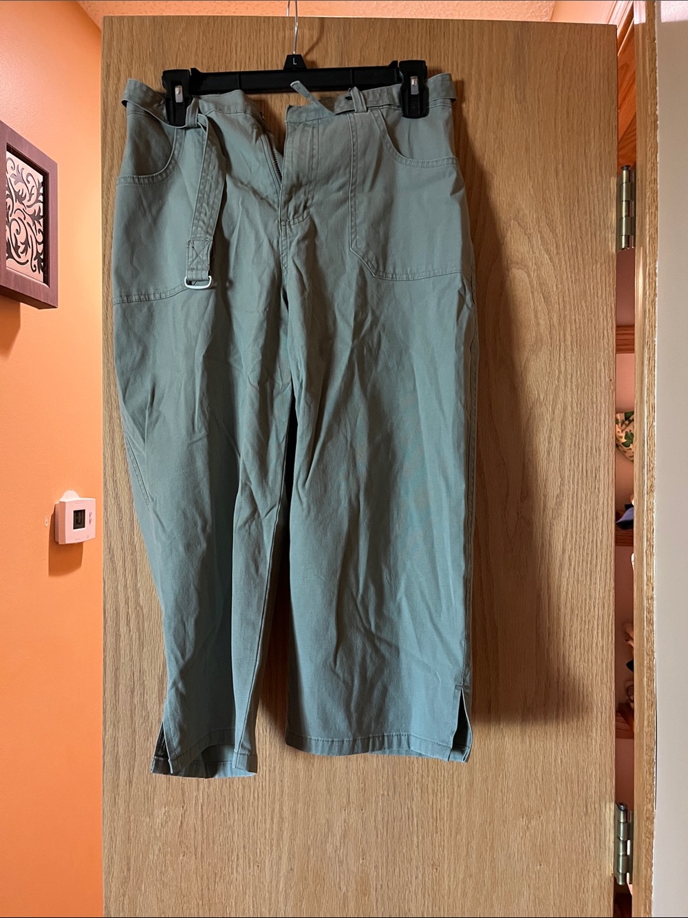 Gloria Vanderbilt Light Sage Green Capris with Belt